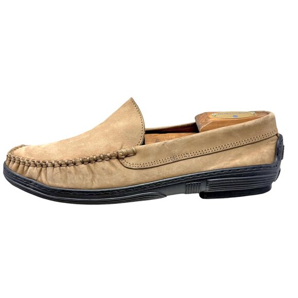 Brooks Brothers Mens Taupe Nubuck Moc Toe Slip On Casual Loafers - Picture 4 of 11